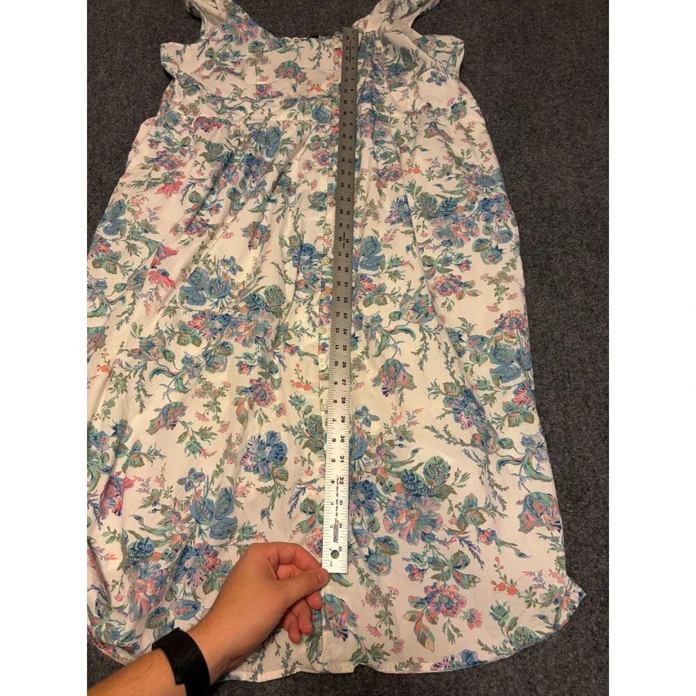 J.Crew Plus Size 24 Floral Cotton Button Front Smocked A-Line Sundress Cream